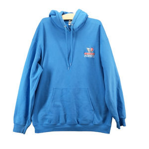 Port & Company Mens Grunau Fire Protection Hoodie Blue XL Long Sleeve Polycotton